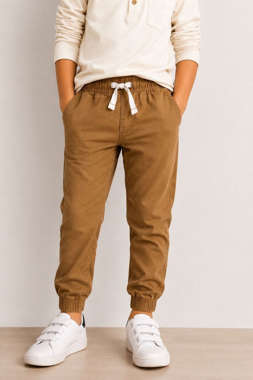365 Kids From Garanimals Brown Cotton Stretch Chino Joggers Boys Size 6